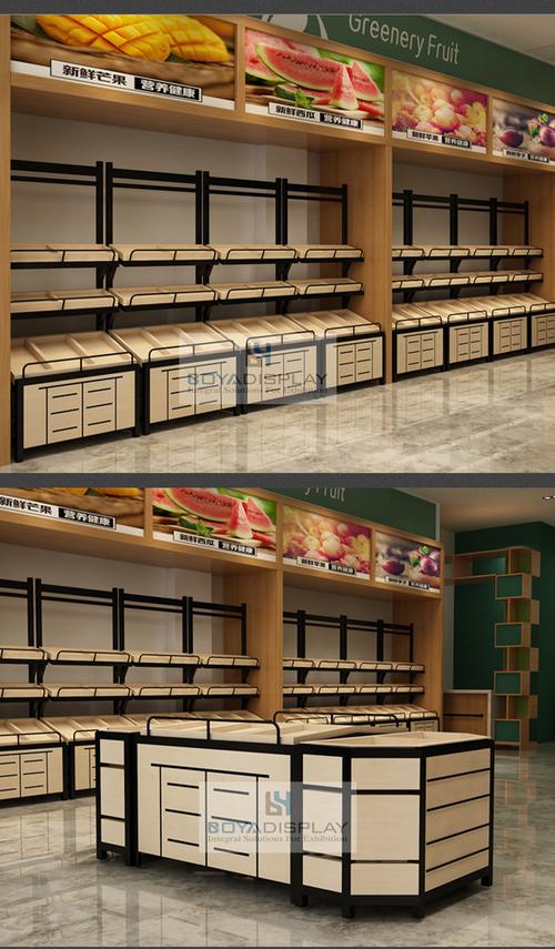 工厂销售定制金属木材超市存储货架蔬菜水果货架货架超市零售商店